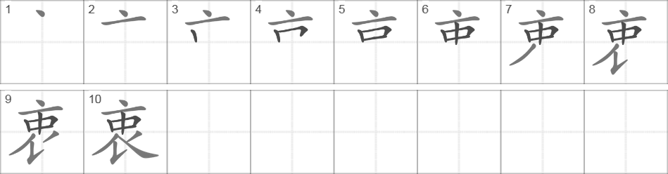 Написание иероглифа 衷