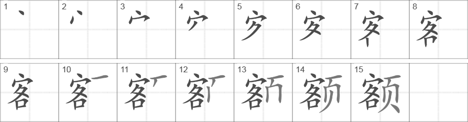 Написание иероглифа 额