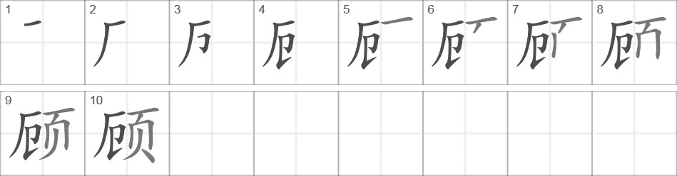 Написание иероглифа 顾