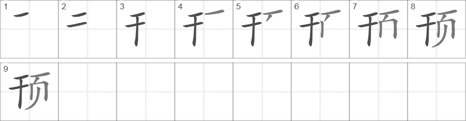 Написание иероглифа 顸