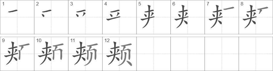 Написание иероглифа 颊