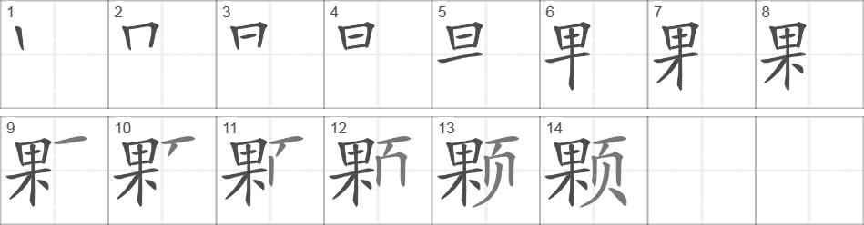 Написание иероглифа 颗