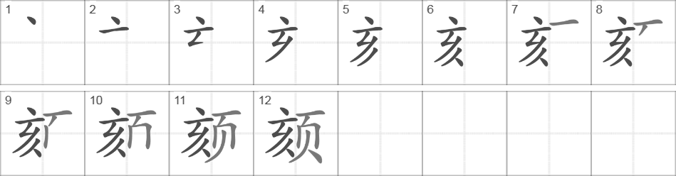 Написание иероглифа 颏