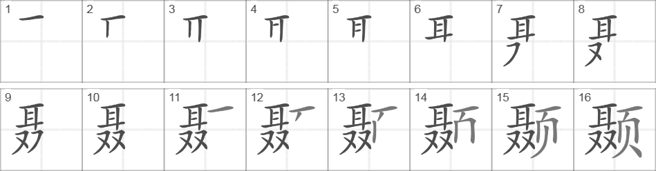 Написание иероглифа 颞