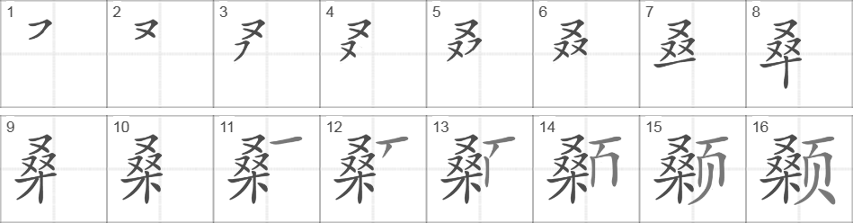 Написание иероглифа 颡