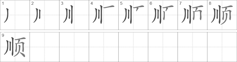 Написание иероглифа 顺