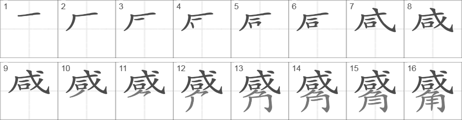 Написание иероглифа 觱