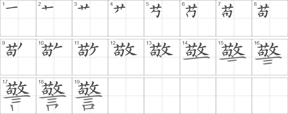 Написание иероглифа 警