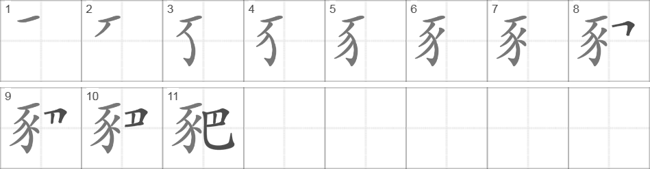 Написание иероглифа 豝