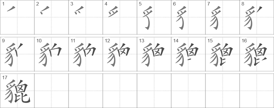 Написание иероглифа 貔