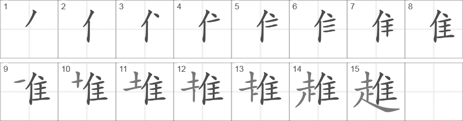 Написание иероглифа 趡