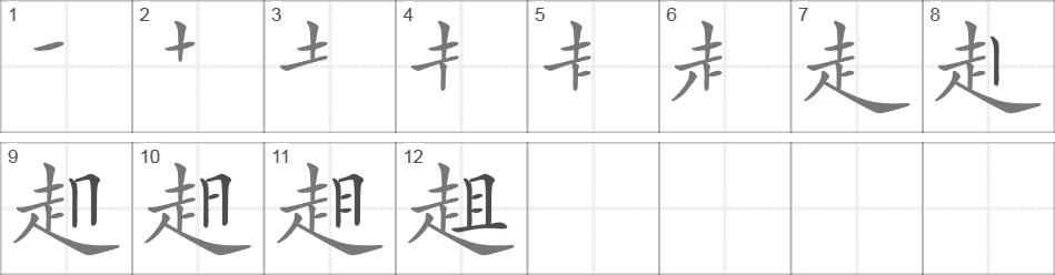 Написание иероглифа 趄