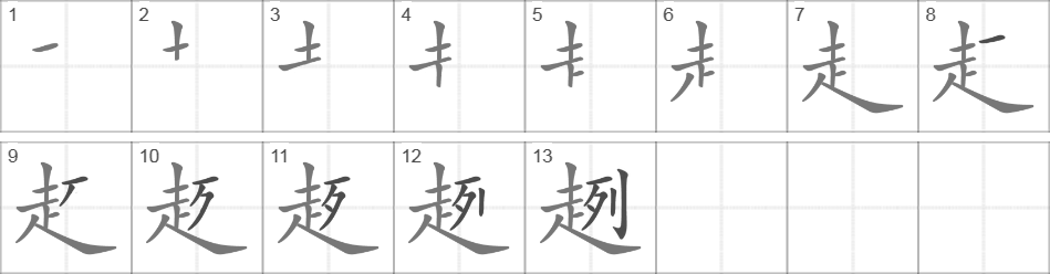 Написание иероглифа 趔