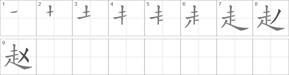 Написание иероглифа 赵