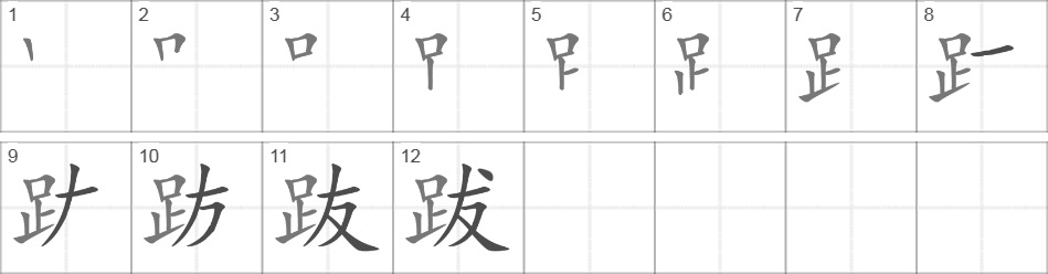 Написание иероглифа 跋