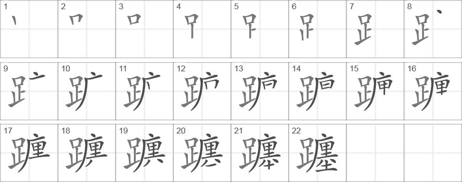 Написание иероглифа 躔