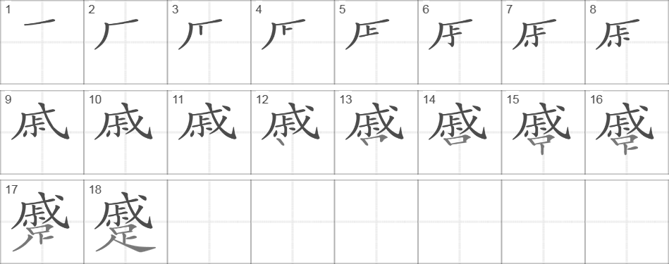 Написание иероглифа 蹙