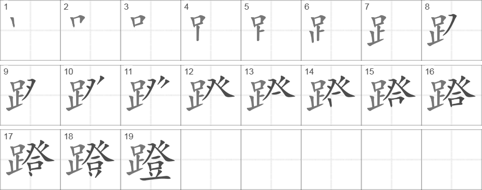 Написание иероглифа 蹬