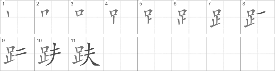 Написание иероглифа 趺