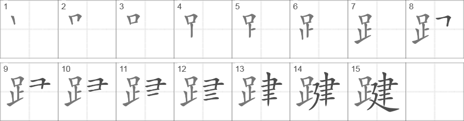 Написание иероглифа 踺