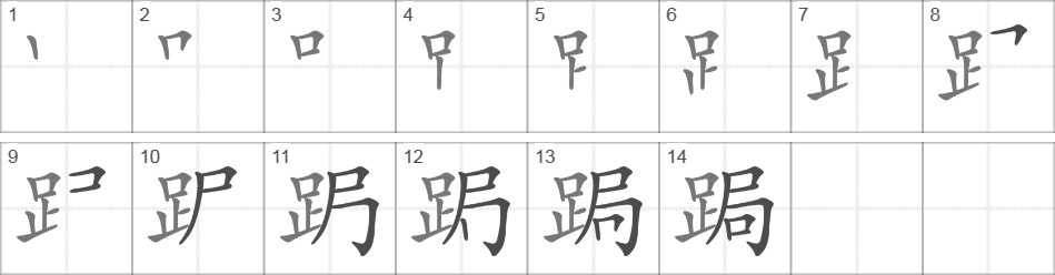 Написание иероглифа 跼