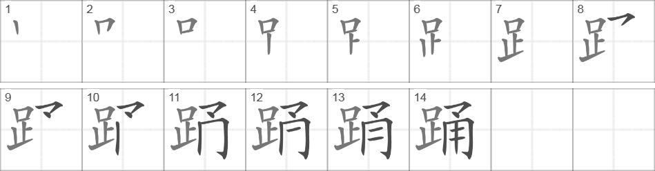 Написание иероглифа 踊