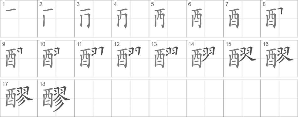 Написание иероглифа 醪