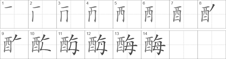 Написание иероглифа 酶