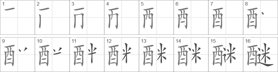 Написание иероглифа 醚