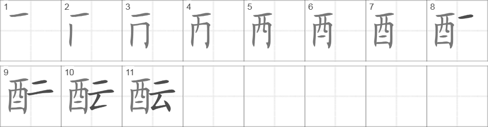 Написание иероглифа 酝