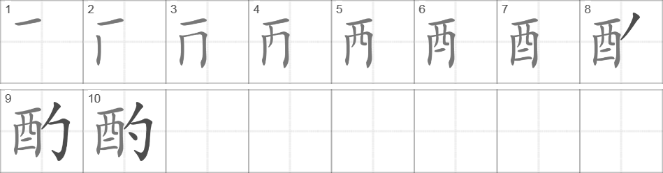 Написание иероглифа 酌