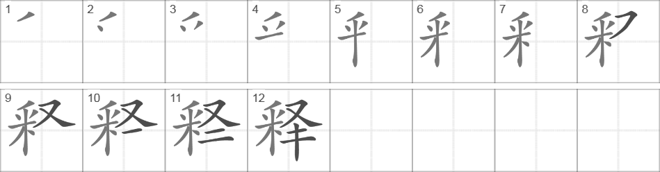 Написание иероглифа 释