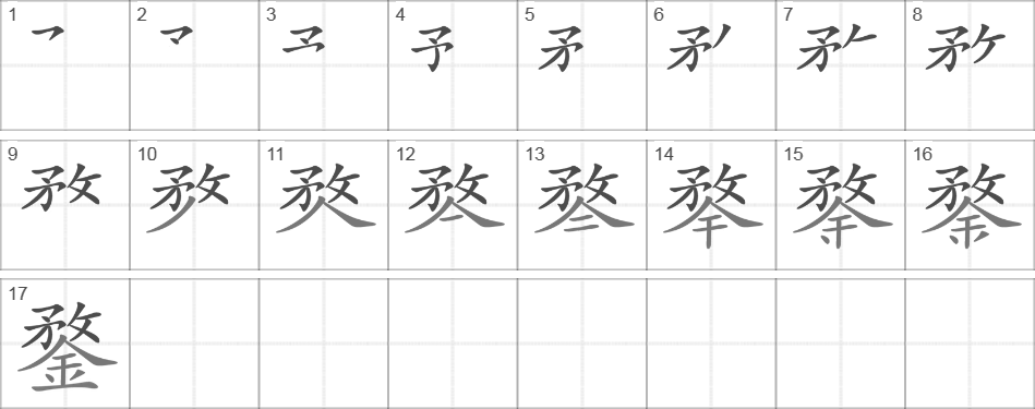 Написание иероглифа 鍪