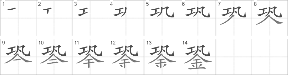 Написание иероглифа 銎