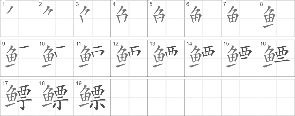 Написание иероглифа 鳔