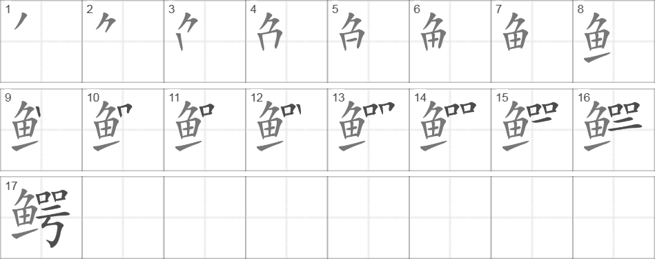 Написание иероглифа 鳄