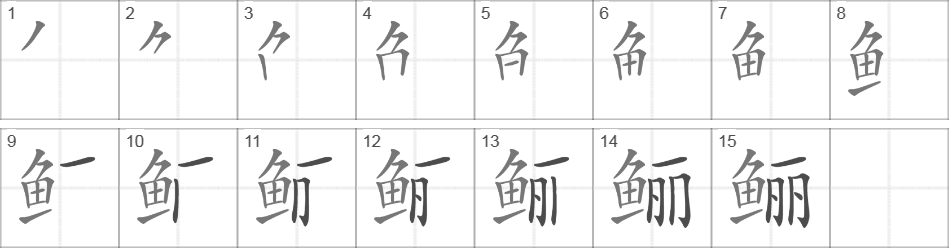 Написание иероглифа 鲡