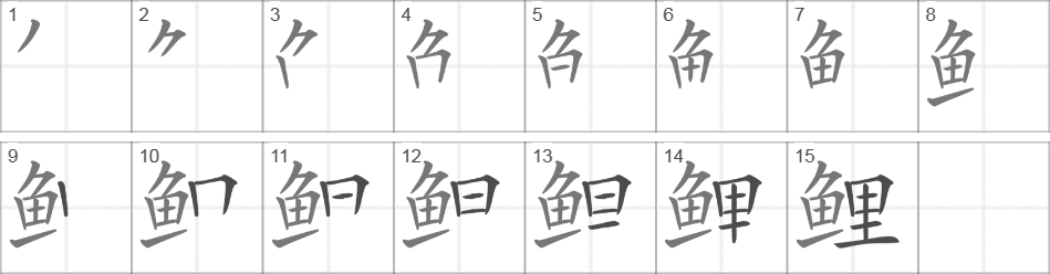 Написание иероглифа 鲤