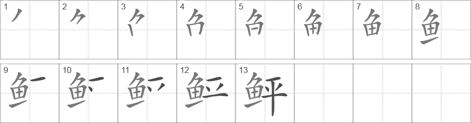 Написание иероглифа 鲆