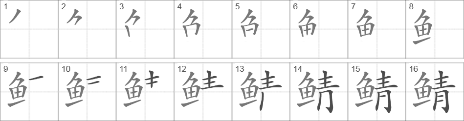 Написание иероглифа 鲭