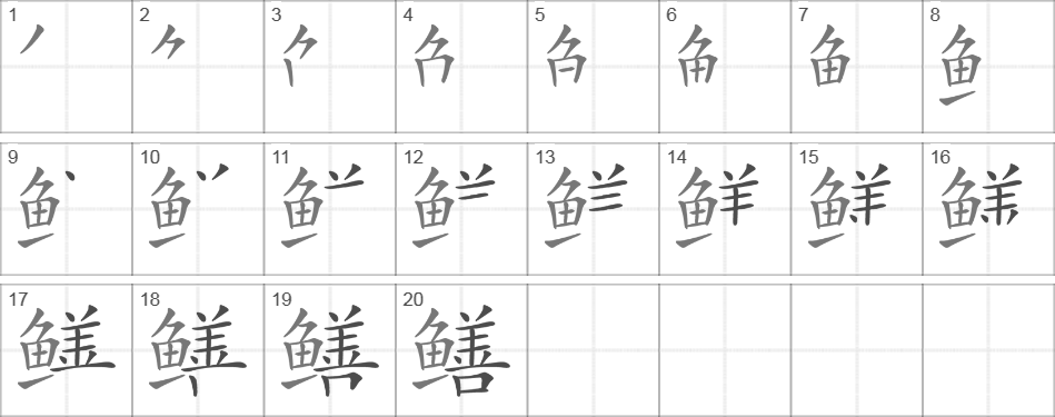 Написание иероглифа 鳝