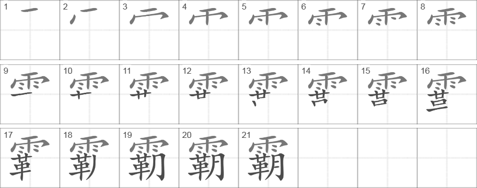 Написание иероглифа 霸