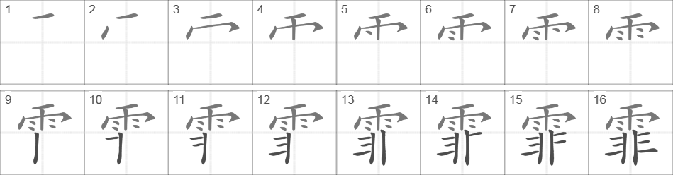 Написание иероглифа 霏