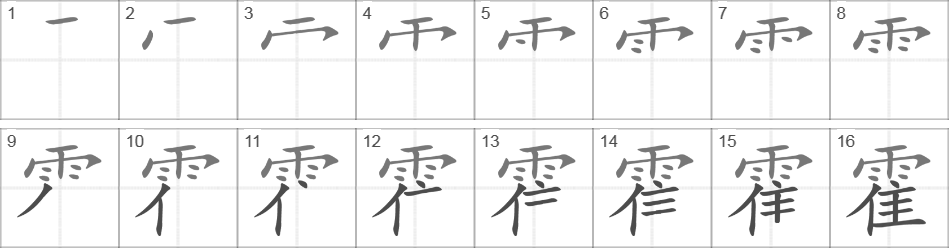 Написание иероглифа 霍