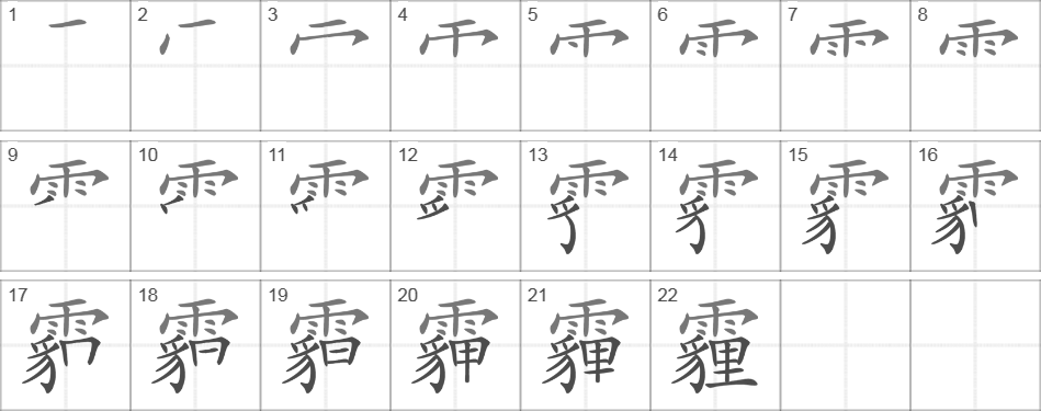 Написание иероглифа 霾