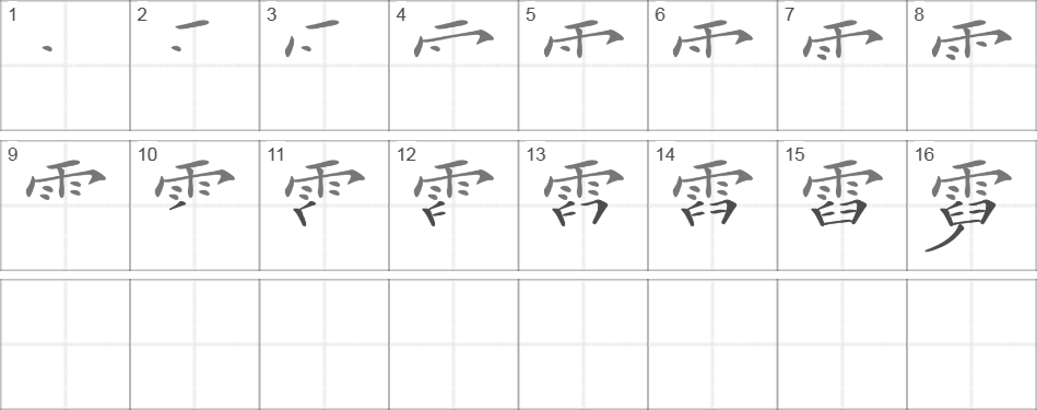 Написание иероглифа 霓