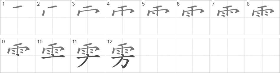 Написание иероглифа 雱