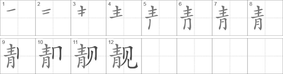 Написание иероглифа 靓