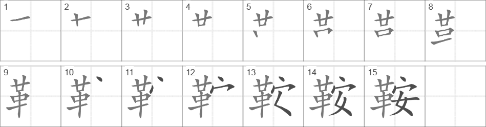 Написание иероглифа 鞍