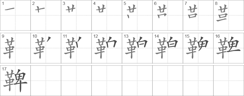 Написание иероглифа 鞞